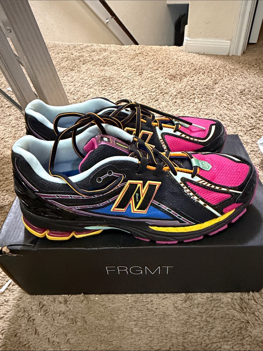 New Balance Black, Pink & Yellow Athletic Running Shoes